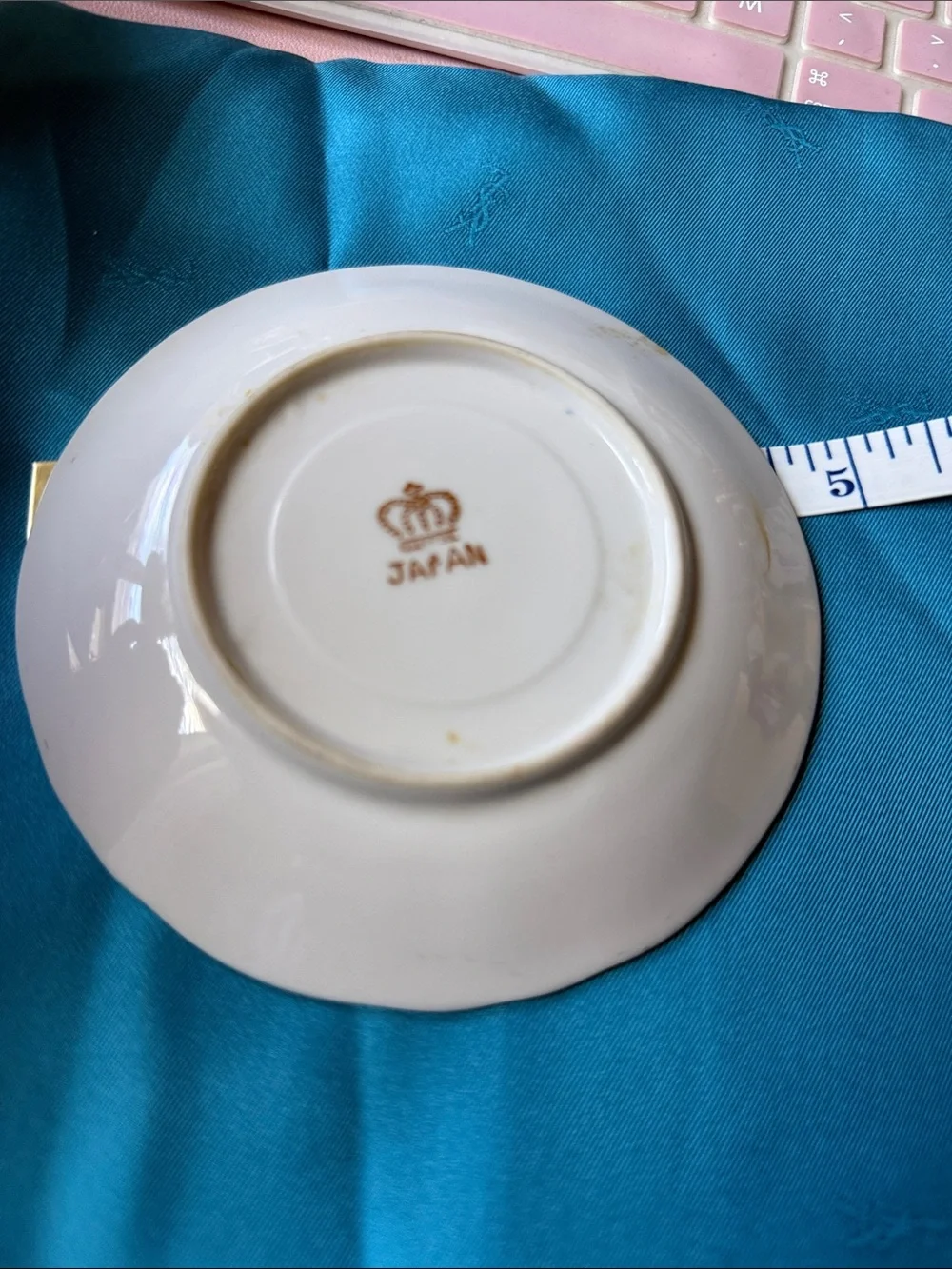 Vintage iridescent porcelain Japan saucer 4.5”
